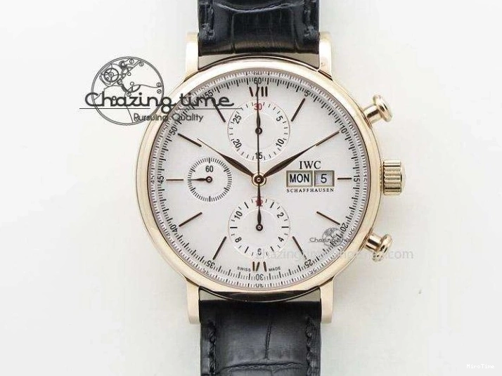 MIROTIME 0108 Portugieser Chrono  42 IW390406 RG ZF 1:1 Best Edition Blue Dial on Brown Leather Strap A Durable 7129